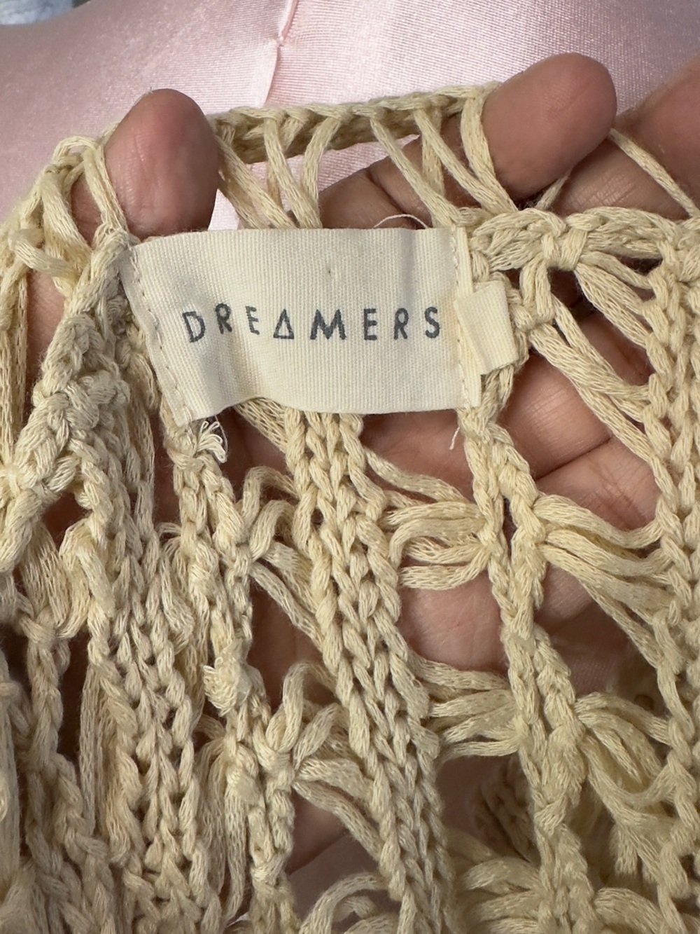 Dreamers Cream Crochet-Trim Sleeveless Long Vest - Picture 6 of 7